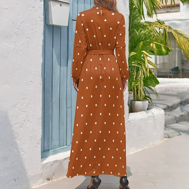 burnt orange polka dot dress Rust Polka Dot Dress Art of Her Hunt