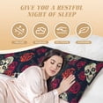 thumbnail image 4 of Gaeub Roses Skulls Printed Long Body Pillowcase Envelope Closure 1 Pack Wrinkle for Night Sweats - 20x54 in, 4 of 8