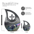 thumbnail image 2 of MUKTIVE Car Burial Adult Urns for Human Ashes Men and Women - Green Cremation Urn for Ashes for Women - Large Funeral Urns for Memorial 10 Inch - Multicolor Cross Drop, 2 of 7