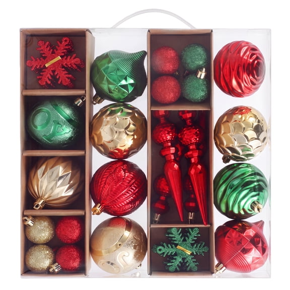12-Piece Christmas Ball Ornaments, Shatterproof Plastic Tree Decor Set with Pre-Strung Hanging Loops