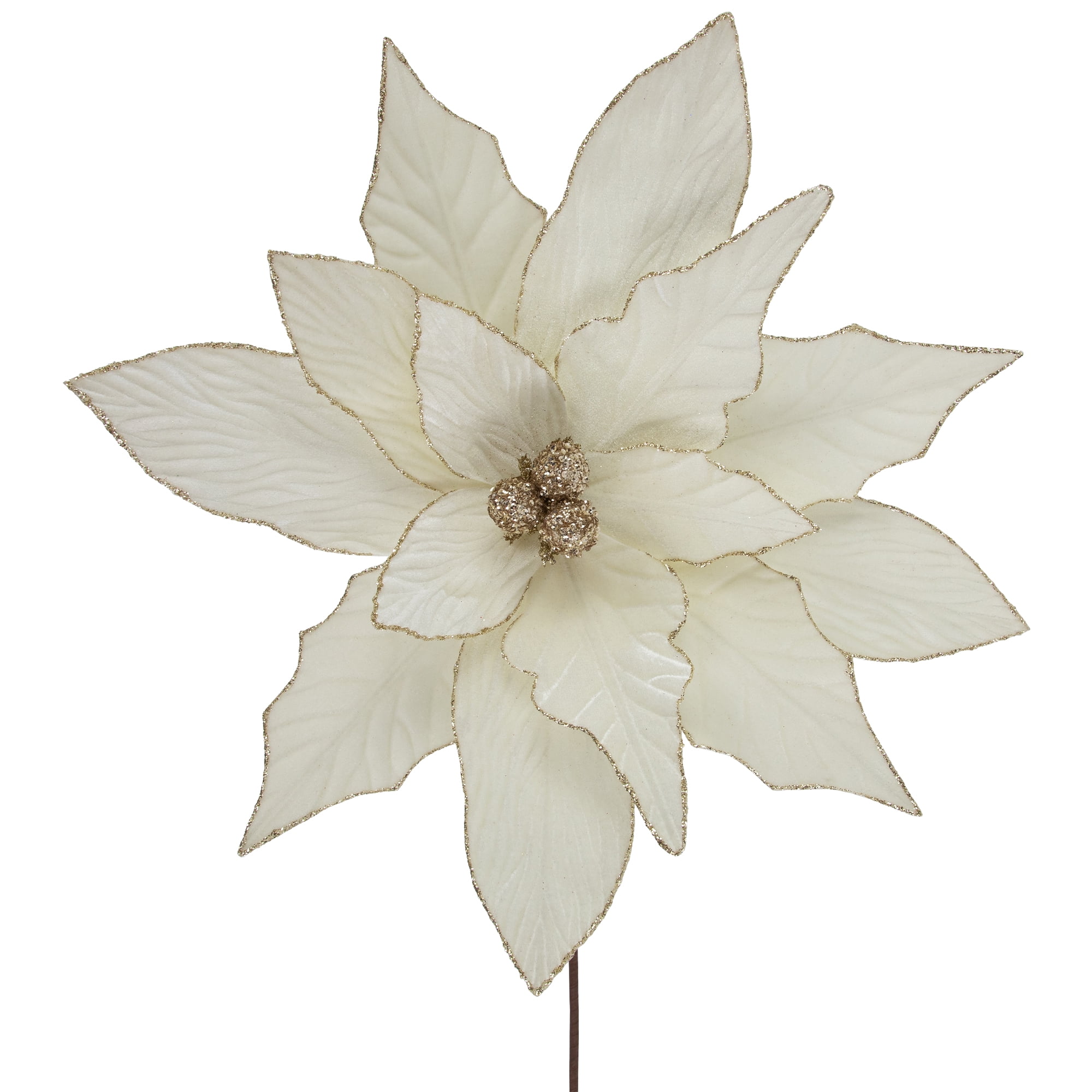 Northlight 33" Cream and Champagne Gold Poinsettia Large Christmas Pick