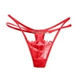 thumbnail image 2 of workcargo Women's Sexy Lace Thong with Crisscross Strap & Metal Chain - Soft Stretchy Comfortable, Free Size, Red, 2 of 3