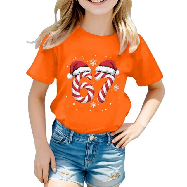 Shadoumai T-Shirts Amusants 67 pour Enfants - T-Shirt Col Rond Mode Décontractée Été Coupe Ample Automne Mode Mode Urbaine