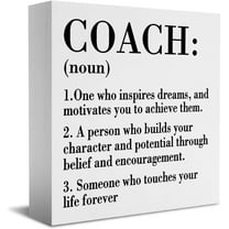 Zomyto 5x5 Inches Inspirational Coach Noun Coach Gifts Desk Decor Wooden Box Sign Rustic White Wood Block Plaque Box Sign Coach Definition