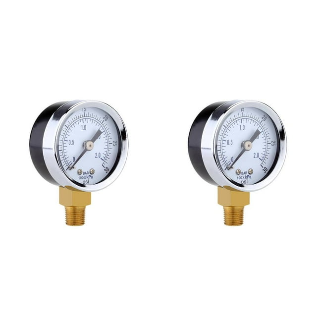 Shengyu Portable 0 -30 PSI 0 -2bar NPT Water Pressure Gauge Double Scale Air Compressor Pressure 2PCS