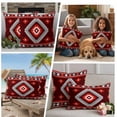 thumbnail image 5 of Red Boho Outdoor Waterproof Pillow Covers, Neutral Tribal Ethnic Abstract Geometric Motifs Decorative Square Throw Pillowcase Sofa Cushion Sham for Patio/Couch/Chair, 20"x20" 2 Pack, 5 of 8