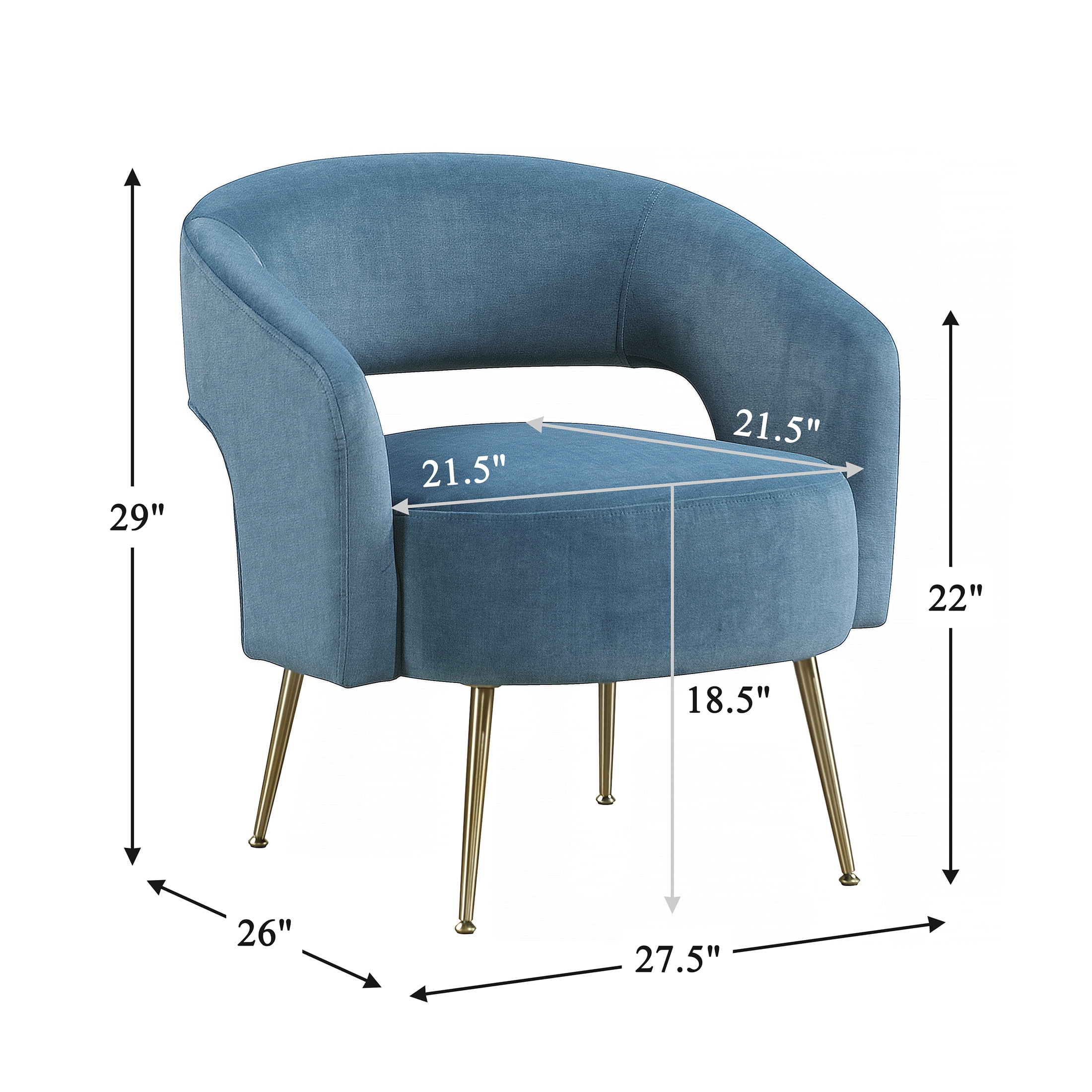 OakvillePark Arcluna Velvet Accent Chair with Metal Legs, Dark Teal