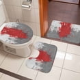 thumbnail image 5 of Abstract Art Bathroom Rugs Set Red Grey Wall Mottled Texture Minimalist Modern Non Slip Absorbent Soft Bath Mats 3 Piece Set with Bathroom Rug, U-Shaped Floor Mat, Toilet Seat Cover Small Size, 5 of 9