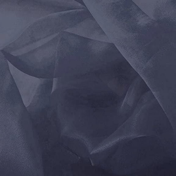 DECORATIVE SILK INC. Sparkle Crystal Sheer Organza Fabric Shiny 60" inch wide by the yard (Navy)