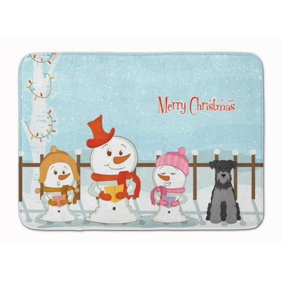 Merry Christmas Carolers Miniature Schnauzer Black Silver Machine Washable Memory Foam Mat