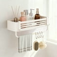 thumbnail image 3 of Shower Caddy Suction Cup Bathroom Organizer Heavy Duty Corner Storage Shelf With Portable Hooks For Dorm Bathroom No Drilling Removable, 3 of 3