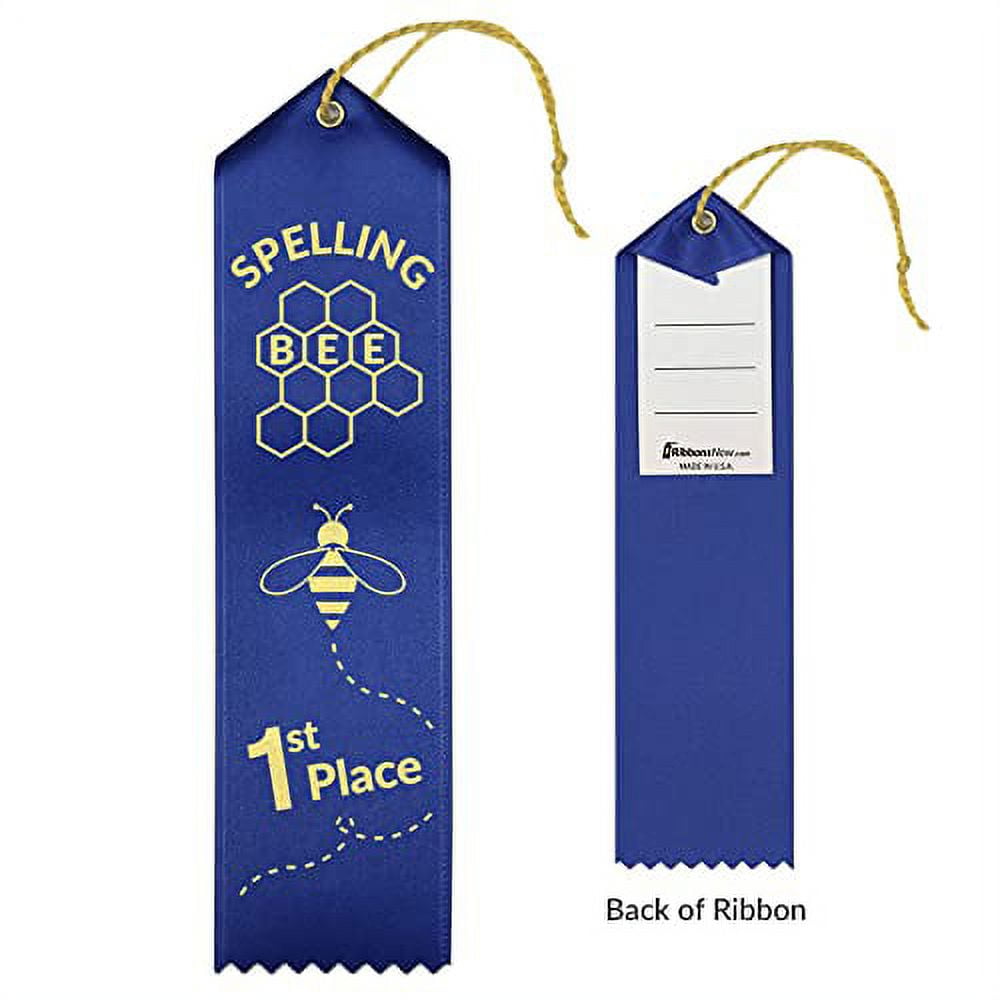 RibbonsNow Spelling Bee Award Ribbons 1st - 2nd - 3rd Place – 45 Total Ribbons - 15 Each Place with Card & String