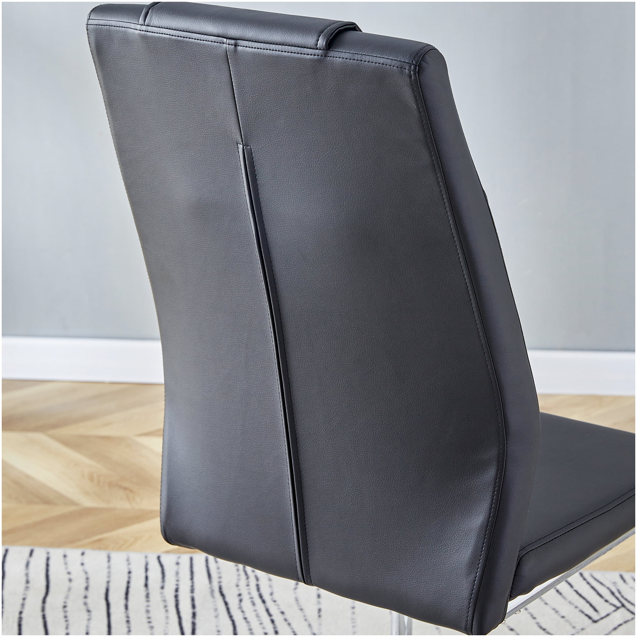 Modern PU Leather Dining Chairs Set of 8, Upholstered Side Chairs with Padded Seat and Metal Legs for Kitchen, Living Room, Bedroom
