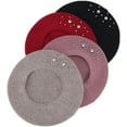 thumbnail image 5 of LinYooLi Women Embroidered Flower Bling Rhinestone Classic French Beret Hat, 5 of 7