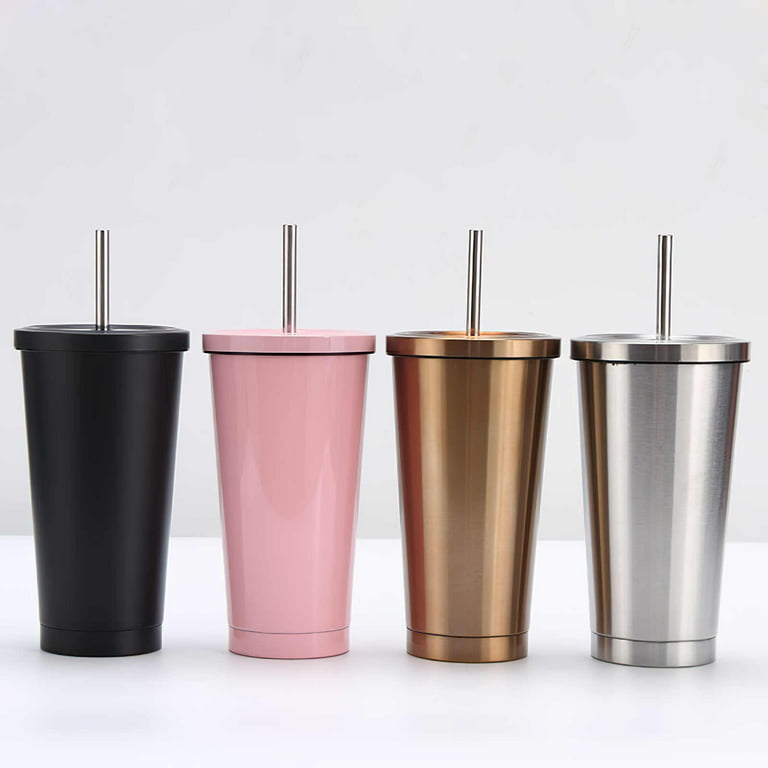 750ml Stainless Steel Tumbler with Lid & Straw Vacuum Insulated Coffee Cup  for Office Travel Camping,Golden