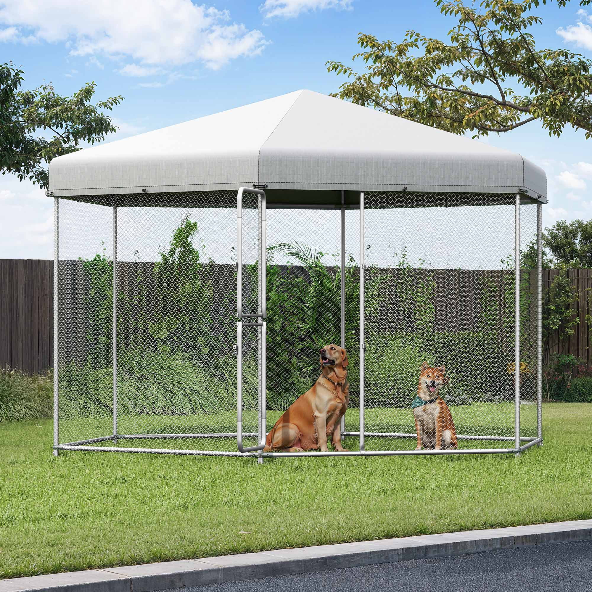 Uforic 13×11 ft ( 158" x 134" x 91" ) Large Outdoor Dog Kennel,Outside Heavy Duty Shade Dog Pen Playpen Pet Dog Enclosure Crate Dog Run House with UV & Waterproof Cover Fence
