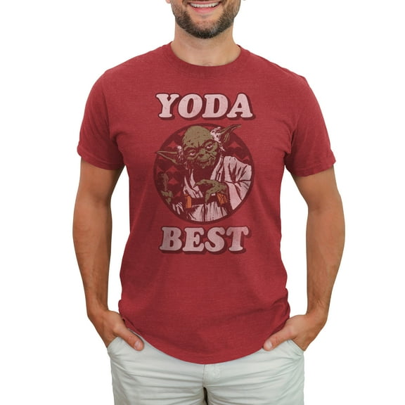 Men's Star Wars Valentine's Day Yoda Best Graphic Tee Red Heather Large