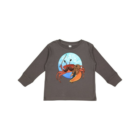 Inktastic Fun Fiddler Crab with Violin and Mustache Boys or Girls Long Sleeve Toddler T-Shirt