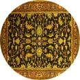thumbnail image 1 of Ahgly Company Machine Washable Indoor Round Oriental Yellow Industrial Area Rugs, 5' Round, 1 of 4