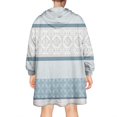 thumbnail image 2 of Wearable Oversized Blanket,Blue Geometric Striped Pattern Wearable Blanket Hoodie for Adults,Cozy Hooded Blankets with Super Pockets,Super Warm Fuzzy Pullover for Women & Men, 2 of 6