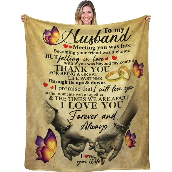 XZYG Gifts for Husband Husband Christmas Birthday Gift Ideas Wedding Anniversary Romantic Gifts for Him Gifts for Husband from Wife Husband Blanket Cream Rustic(30*40inch)