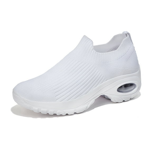 Cyiecw Women's Walking Shoes Lightweight Slip on Sock Sneakers Comfortable Mesh Air Cushion Platform Loafers