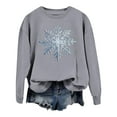thumbnail image 4 of FYEGRE Snowflake Print Crewneck Pullover Sweatshirt Soft Warm Winter Holiday Long Sleeve Cozy Fashion Top For Women Festive Casual Apparel Grey XXL, 4 of 6