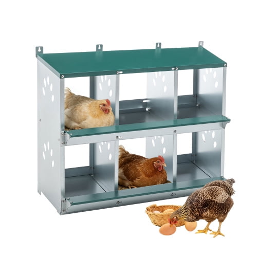 Taoruifang 6 Compartment Metal Chicken Nesting Box, Rollout Egg Collection Nest for Hens Ducks Chickens, Green