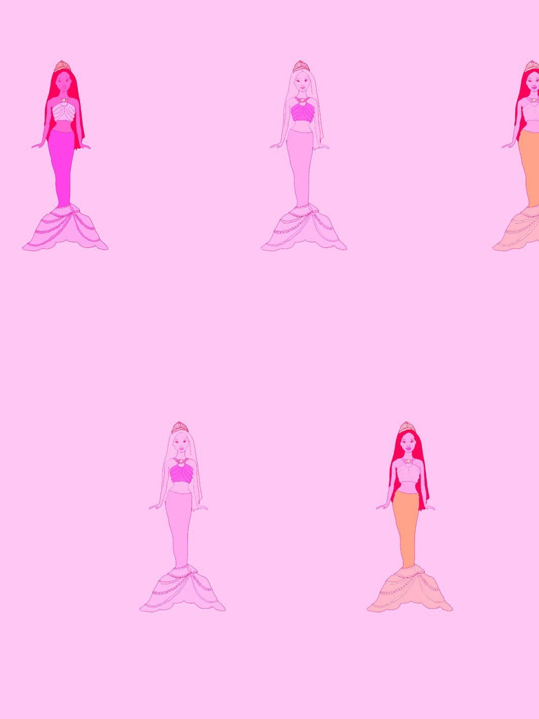 Fantasy Mermaids Removable Vinyl Wallpaper by Barbie - Lilac