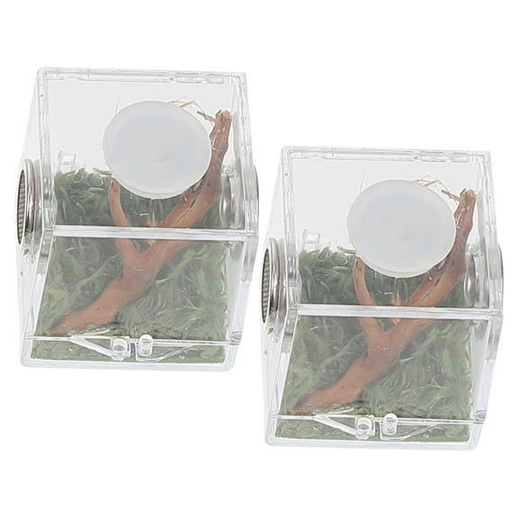 Topbathy 2 Set Acrylic Critter Keeper Jumping Spider & Snail Enclosure Reptile Terrarium Insect Enclosure 3.5x3.5x4cm