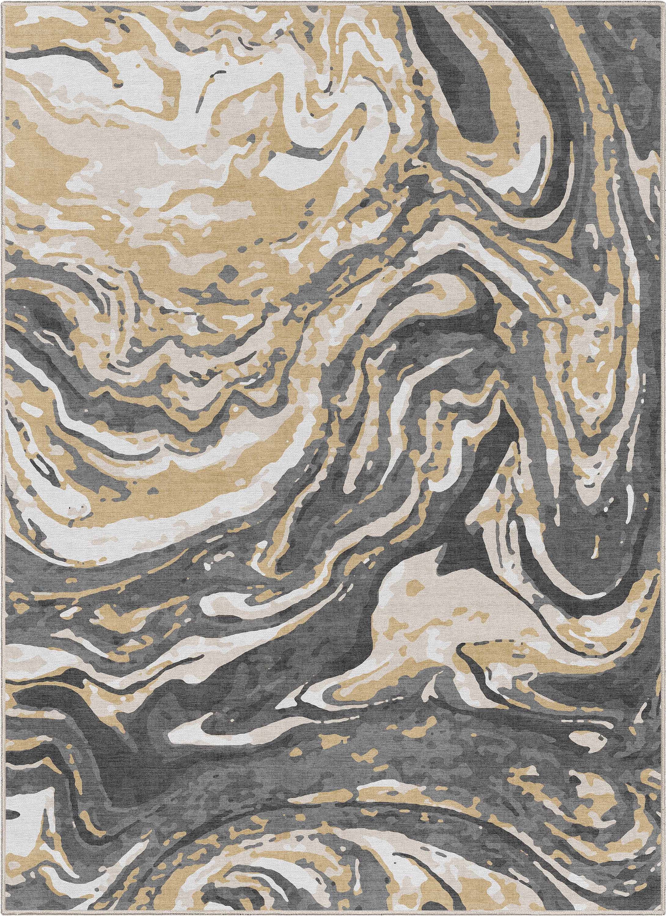 Well Woven Abstract Harmony Modern Stripes Pattern Gold Brown Flat-Weave Easy to Clean 5'3" x 7'3" Area Rug