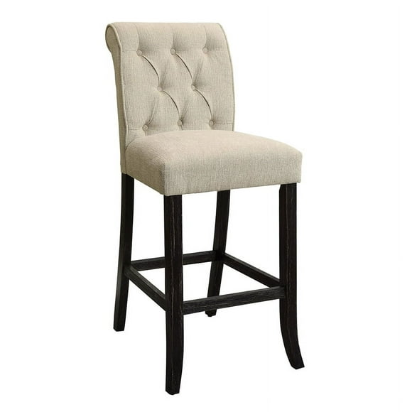Furniture of America Landon Fabric Tufted Pub Chairs in Ivory (Set of 2)