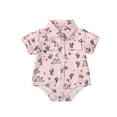 thumbnail image 1 of Bagilaanoe Newborn Baby Girl Boy Rompers Shirts Print Short Sleeve Bodysuits Tops 6M 12M 18M 24M Infant Casual One Piece Short Jumpsuit, 1 of 9