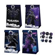 24 PCS Anime Party Favor Candy Bags for Black Panther Themed Birthday Supplies Decor,Kids Birthday Game Party Kraft Paper Goodie Gift Bag Decorations