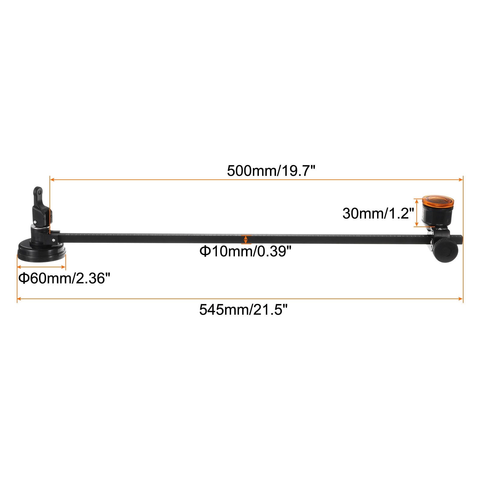 Oil-Filled Circular Glass Cutter 1.6"-19.7" Adjustable with Suction Cup for Glass, Black