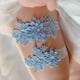 thumbnail image 3 of Conjunto de ligas de boda, Liga nupcial de encaje, Liga Floral elástica para novia, azul y blanco, ligera, muy cómoda de llevar, 3 of 5