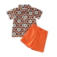 thumbnail image 2 of Conairie Boys Outfits Set Two Piece Collar Short Sleeve Button Down Shirt and Shorts Kids Cute Graphic Versatile Summer Soft Loungewear Clothe Set Orange 18-24 M, 2 of 7