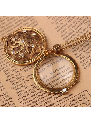 Vintage Crystal Magnifying Glass Necklace Pendants Day Mother's Gift R9K8 