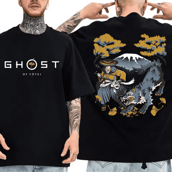2 Sided Ghost of Yotei Graphic T-Shirt, Anime Atsu Japan Unisex Tee, Gift for Gaming Lover, Ver 1