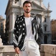 thumbnail image 3 of Psesaysky Black White Stars Stripe Mens Casual Blazer Jacket, Solid Color Single Button Suit Jacket Slim Fit Polyester Men's Suit Jacket for Office, 3 of 8