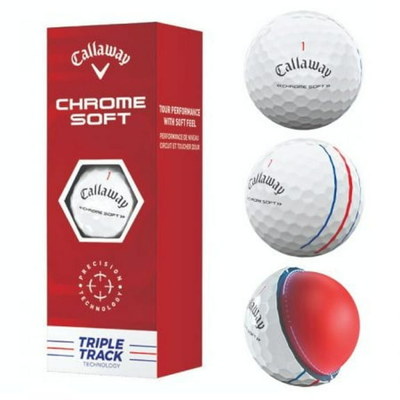 Callaway Chrome Soft Triple Track Golf Balls (White, 3pk) 2022 1 Sleeve NEW