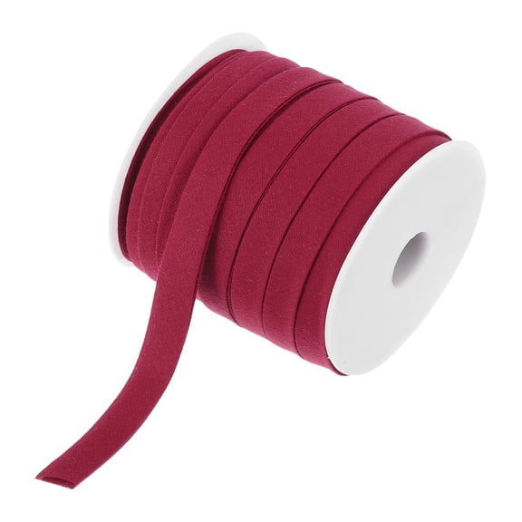 Uxcell 2/5" Double Fold Bias Tape Polyester Continuous Bulk Bias Tape for Sewing Seaming Wine Red 25 Yards