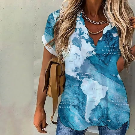 

YFPWM Women Tops Summer Clearance Queen Top Mesh Tops Corset Top Fringe Top Summer Print V-Neck Short Sleeve Tops