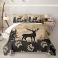thumbnail image 2 of Erosebridal Rustic Deer Silhouette Bed Spread Queen for Women Men, Mountain Forest Print Queen Coverlet Set, 3 Pieces, 2 of 7