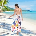 thumbnail image 7 of FORMRS Womens Long Sarong Beach Wrap Semi-Sheer Bikini Skirt Bathing Swimsuit Cover Up, White Abstract Triangles, 7 of 7