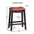 thumbnail image 3 of Poundex Meubles Tabouret 24" en Simili Cuir Rouge Bordeaux (Set-2), 3 of 9