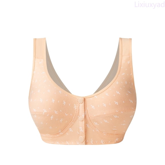 Lixiuxyad Comfortable Wireless Bra For Mature Women Front Closure Vest Style Plus Size Soft Cup Bra For Everyday Wear,Bras for Women Beige 36