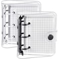 thumbnail image 1 of 2 Sets Mini Transparent Ring Binder Covers with 3 Rings and Inner Paper Folder Pocket (White,Black), 1 of 5
