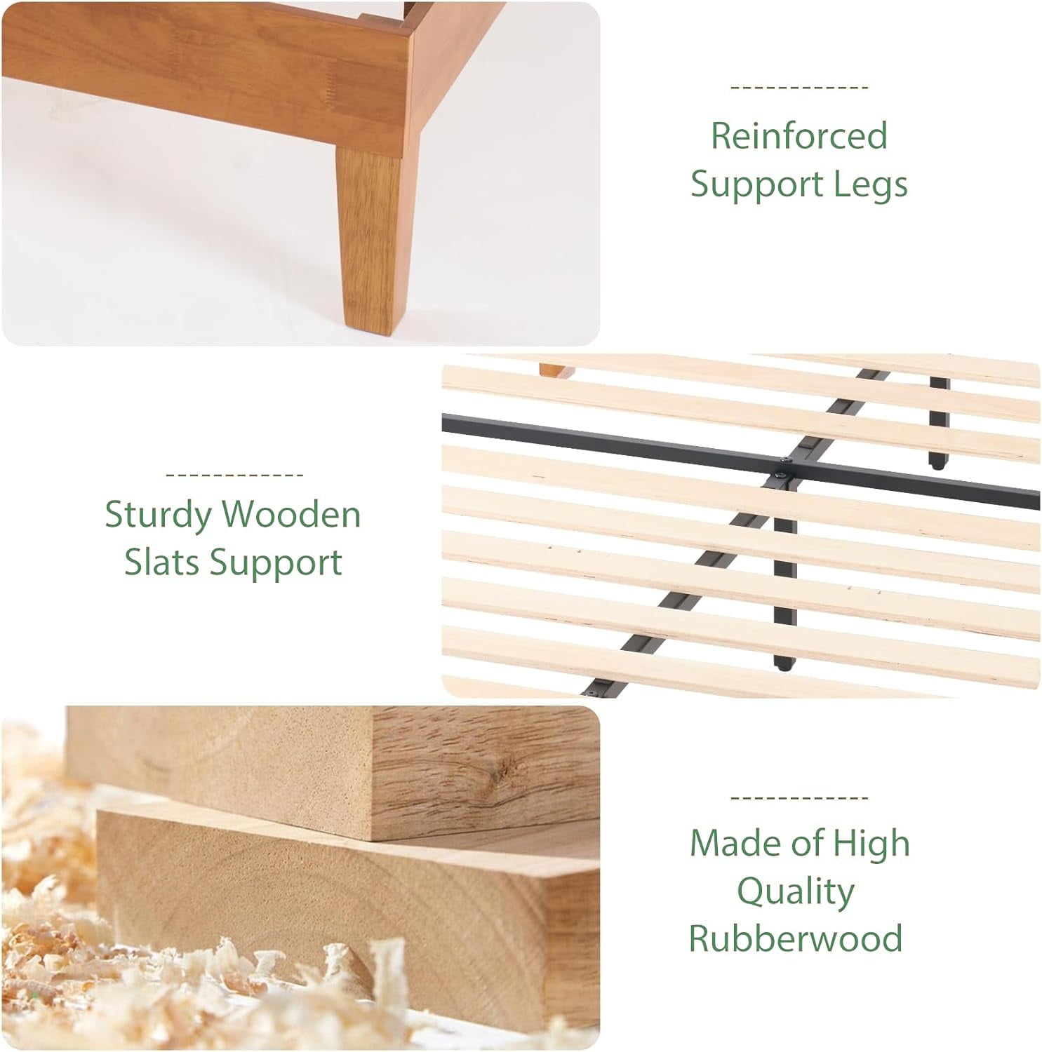 Solid Wood Bed Frame, King Size with Wood Slat Support, Sturdy Noise-Free Platform Design, No Box Spring Needed, Easy Assembly, Dark Brown