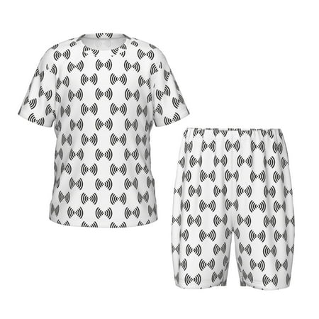 Luyuia Signal Icon Print Girls  2-Piece Tie-Dye Pajama Set  Cute Summer Loungewear with Shirt and Tank Shorts Nightwear-XX-Large